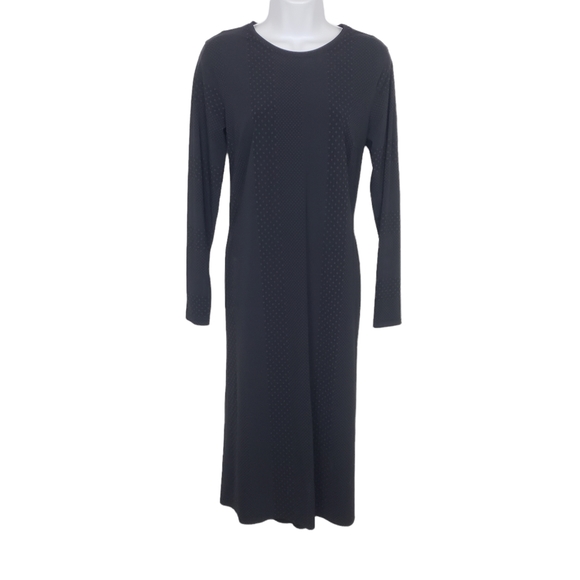 Chiara Cocol Milano Polka Dot Striped Long Sleeved Black and Blue Dress Size Med - Picture 2 of 8